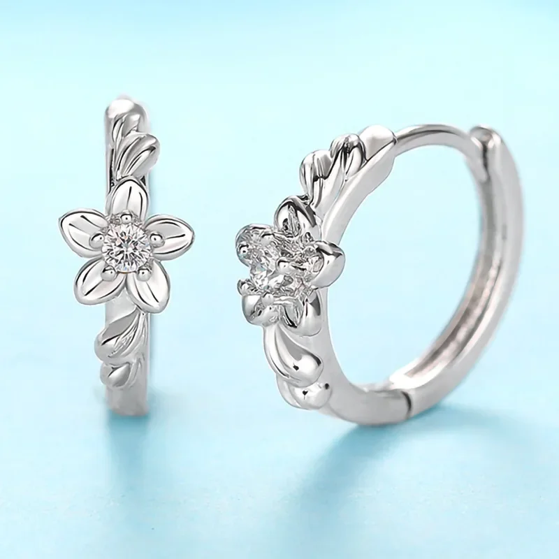Exquisite Flower Earrings for Women, Fresh and Sweet  Daily Life, Inlaid with Zircon, Popular Jewelry  Head Accessories