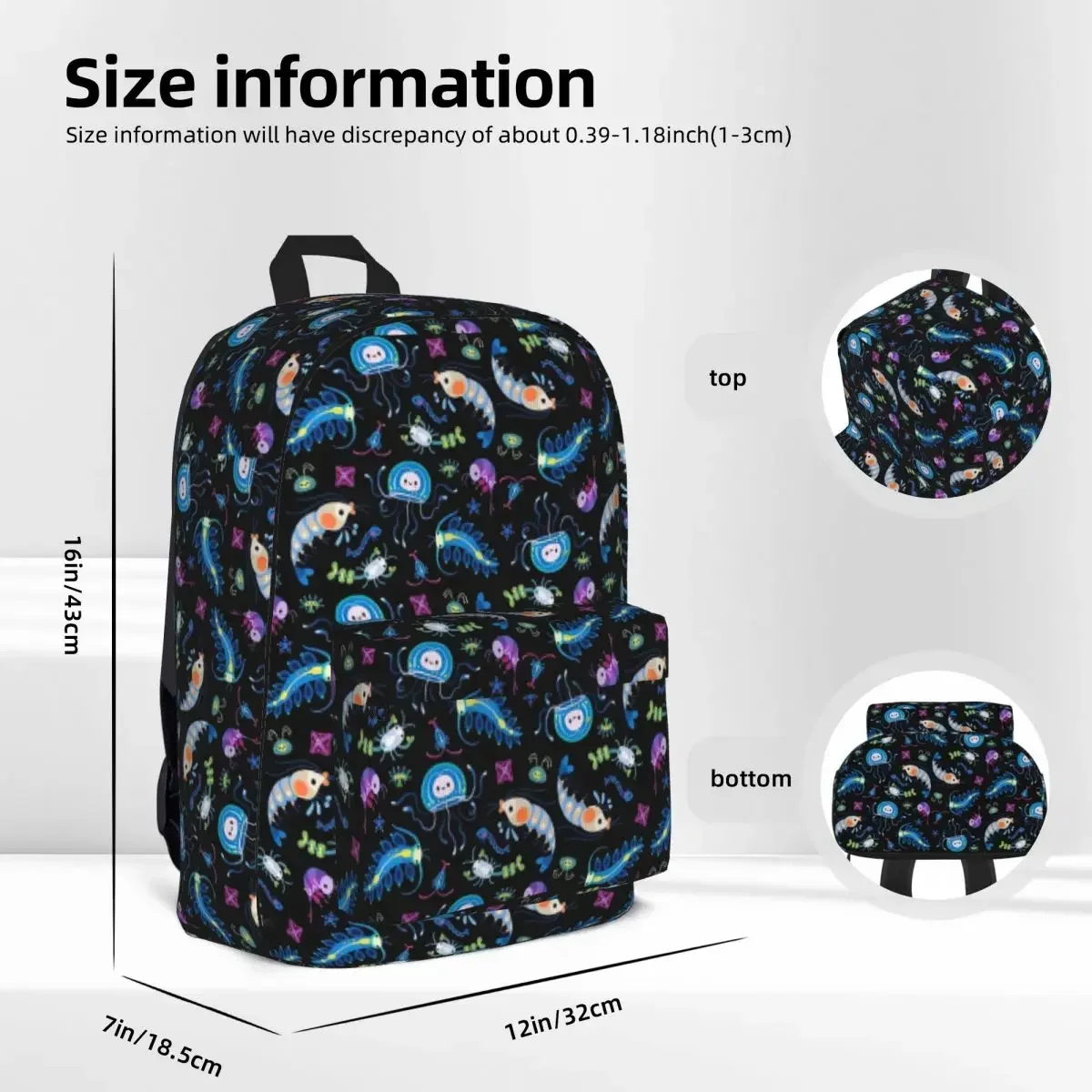 Zooplancton-mochila de gran capacidad para estudiantes, bolso de hombro para ordenador portátil, mochila de viaje impermeable, mochila escolar para niños