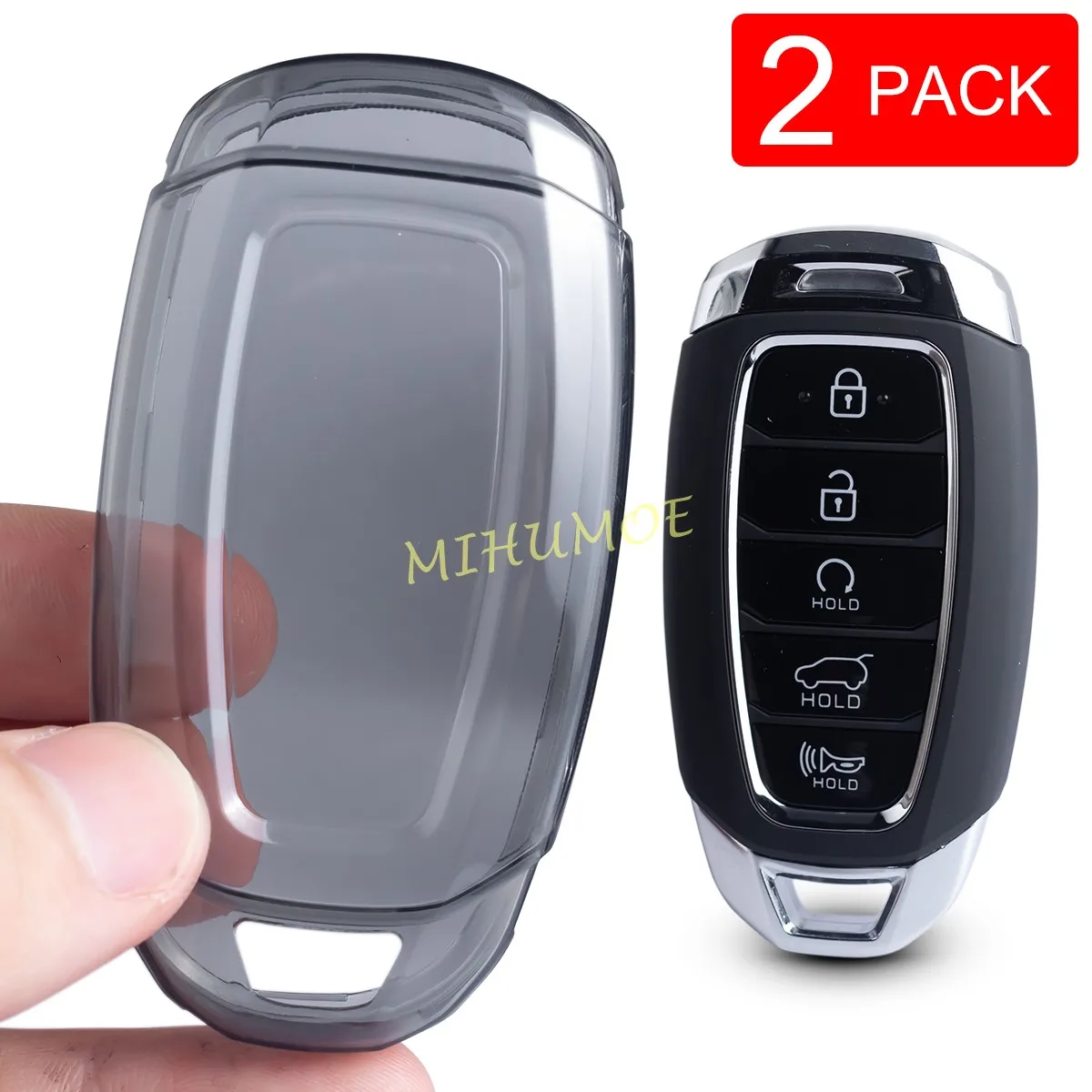 

2Pcs Black/Clear Transparent Car Key Fob Case Cover For Hyundai i30 Venue Accent Kona Elantra Veloster Palisade 2020 2021 2022