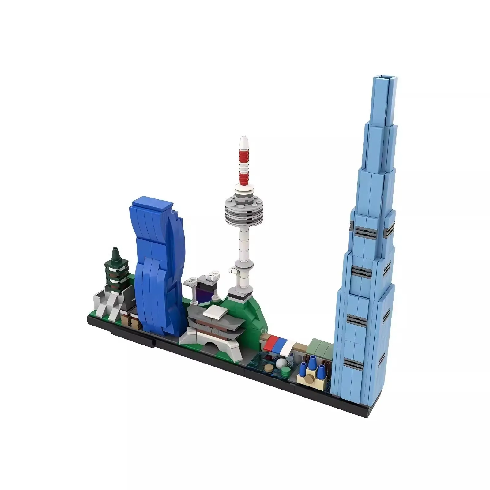 MOC 都市建築スカイラインクアラルーム、ジェッダタワー、ソウルの有名なビルディングブロックストリートビューモデルおもちゃクリスマスギフト