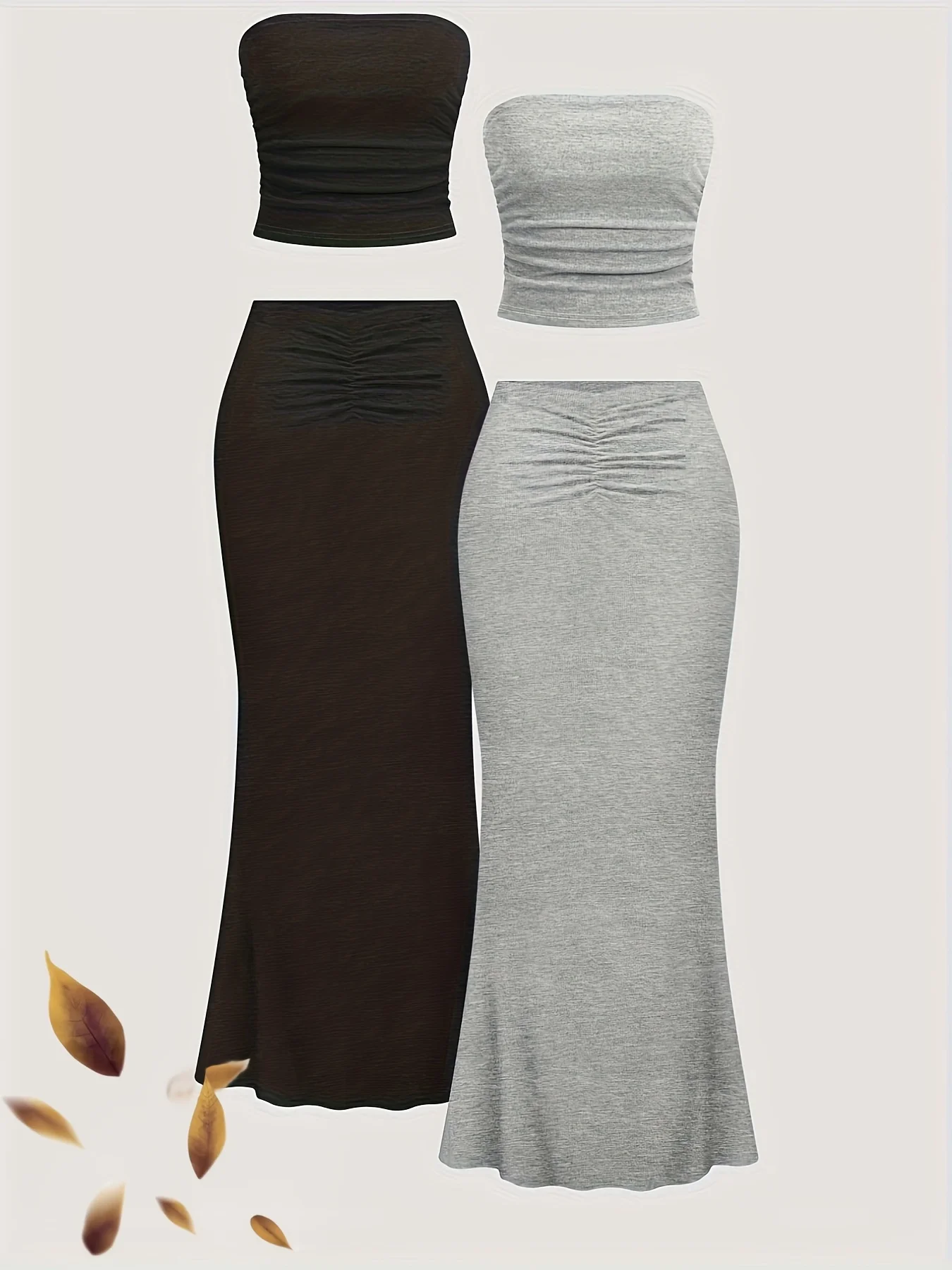 

Продается новый модный однотонный женский комплект из двух частей с юбкой