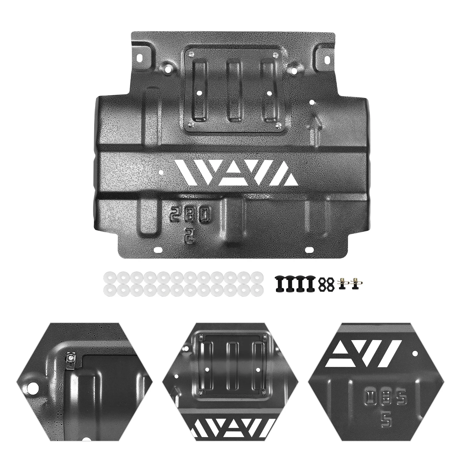 [Lower Front Splash Shield] Black Splash Shield for 2018-2022 Ford F-150 - Aluminum Magnesium Alloy - Direct Replacement Durable