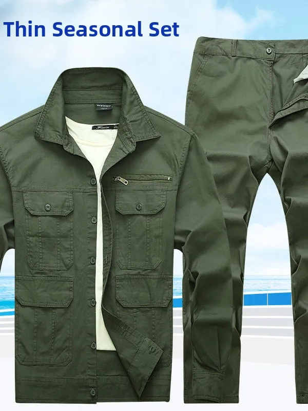 

Pure Cotton Summer Thin Workwear Set for Men W Auto Repair Anti-Scald Resistant Dirt Wearable Labor Protection ...