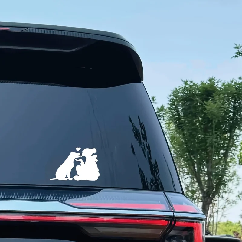 

1 шт., наклейка с силуэтом автомобиля для девочек и собак — идеально подходит для добавления любящей атмосферы