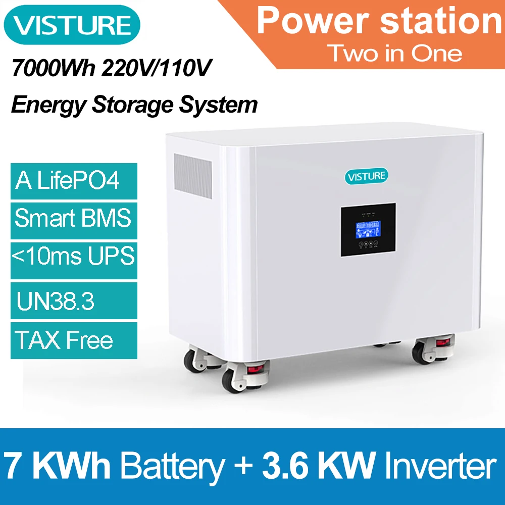 

7168Wh Power Station AC 110V 220V Out LifePO4 Energy storage system With 3600W Hybrid Inverter BMS Solar MPPT Battery Pack