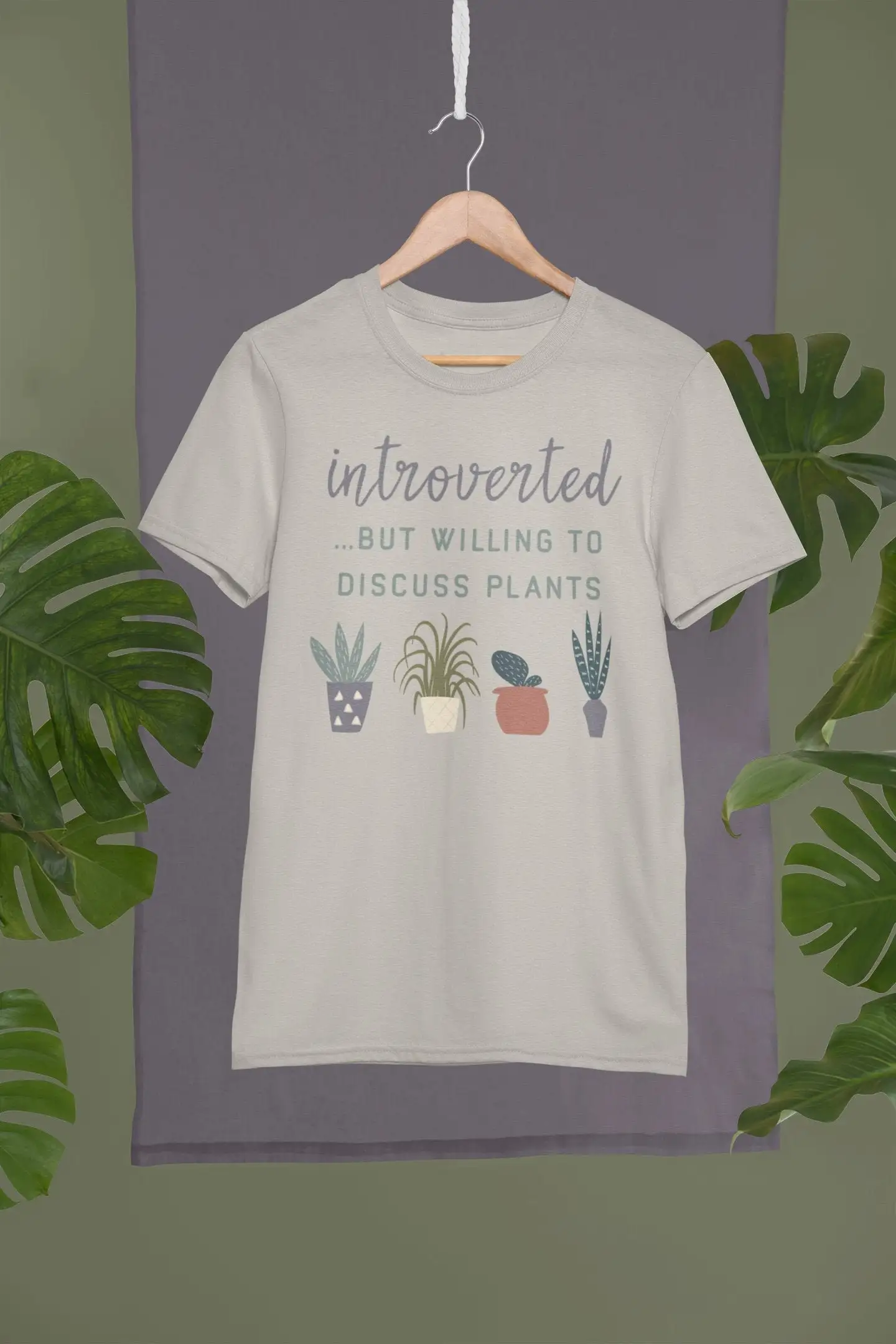 Introverted But Willing To Discuss Plants Nature Lover Plant Mom Funny T Shirt Women's or Men's Jersey