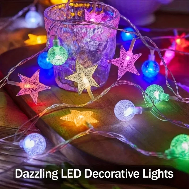 بطارية كريستال الكرة/مشبك الصورة/الأسلاك النحاسية/ورقة خضراء LED سلسلة ضوء مقاوم للماء لحديقة حفل زفاف عيد الميلاد الديكور