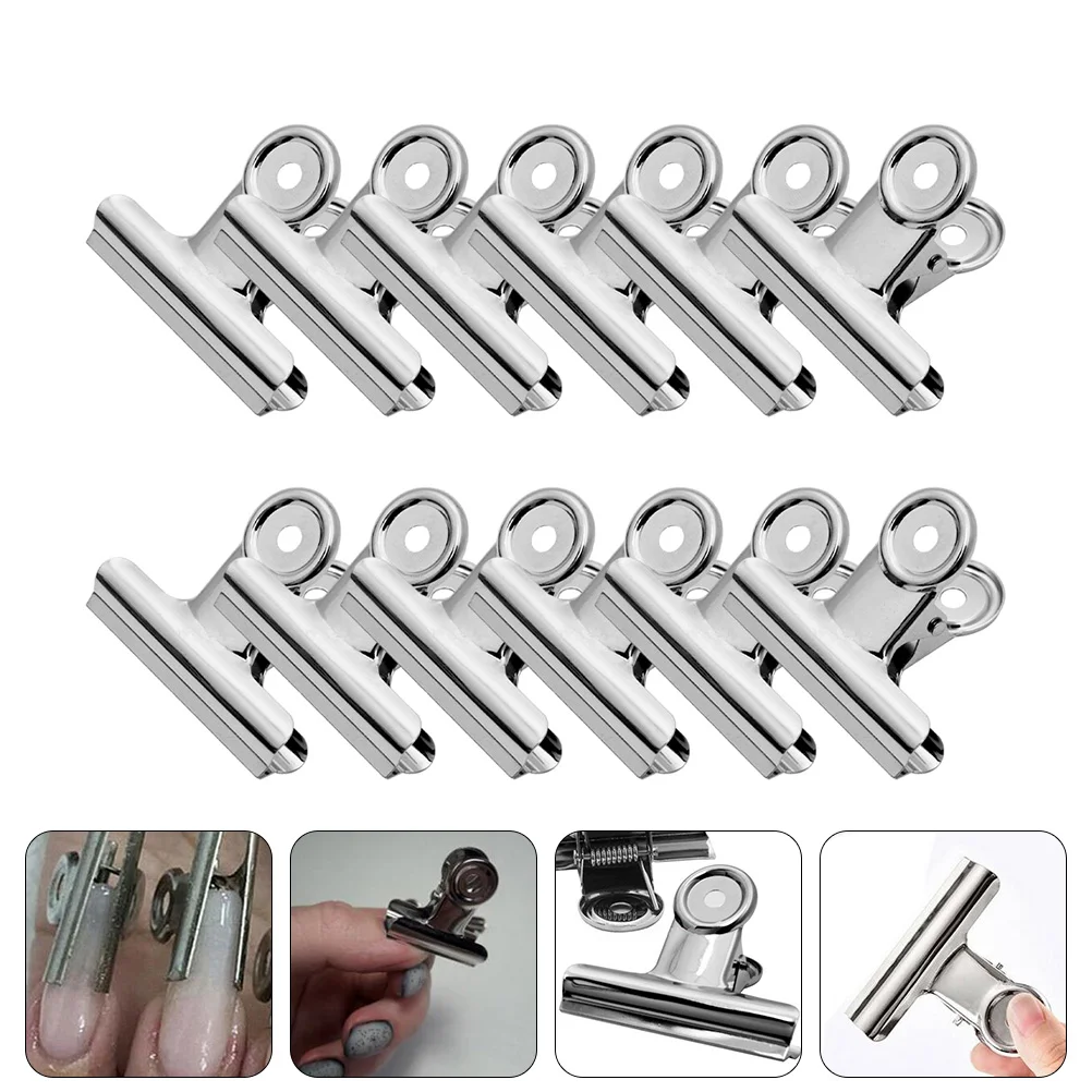 

12 Pcs Metal Tip Extension Clamps Professional Manicure Tools Builder Nail Care Kit Nail Polish Accessories