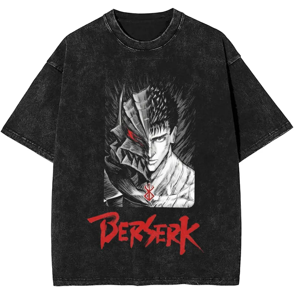 Berserk Japan Anmie Manga Outfit Washed T Shirt Men Women Streetwear Hip Hop T-Shirts Printed Tees Tops Short Sleeve