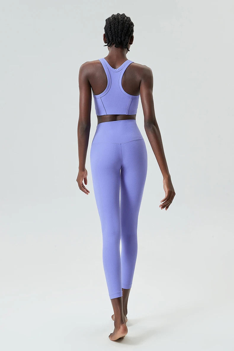 Zweiteiliges Fitness-Yoga-Set für Damen, einfarbig, dehnbar, Gym-Anzug, atmungsaktiv, für hohe Beanspruchung, Laufsportbekleidung, Trainingskleidung für Damen – Detail 13