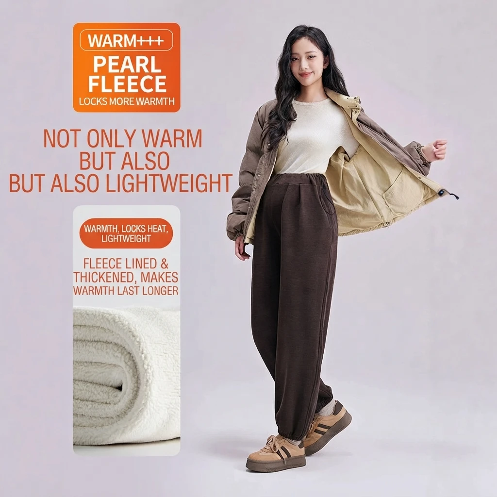 Maternity Pants Fleece Thickened Autumn Winter New Loose Casual Trousers Belly Support Comfortable Sweatpants Women