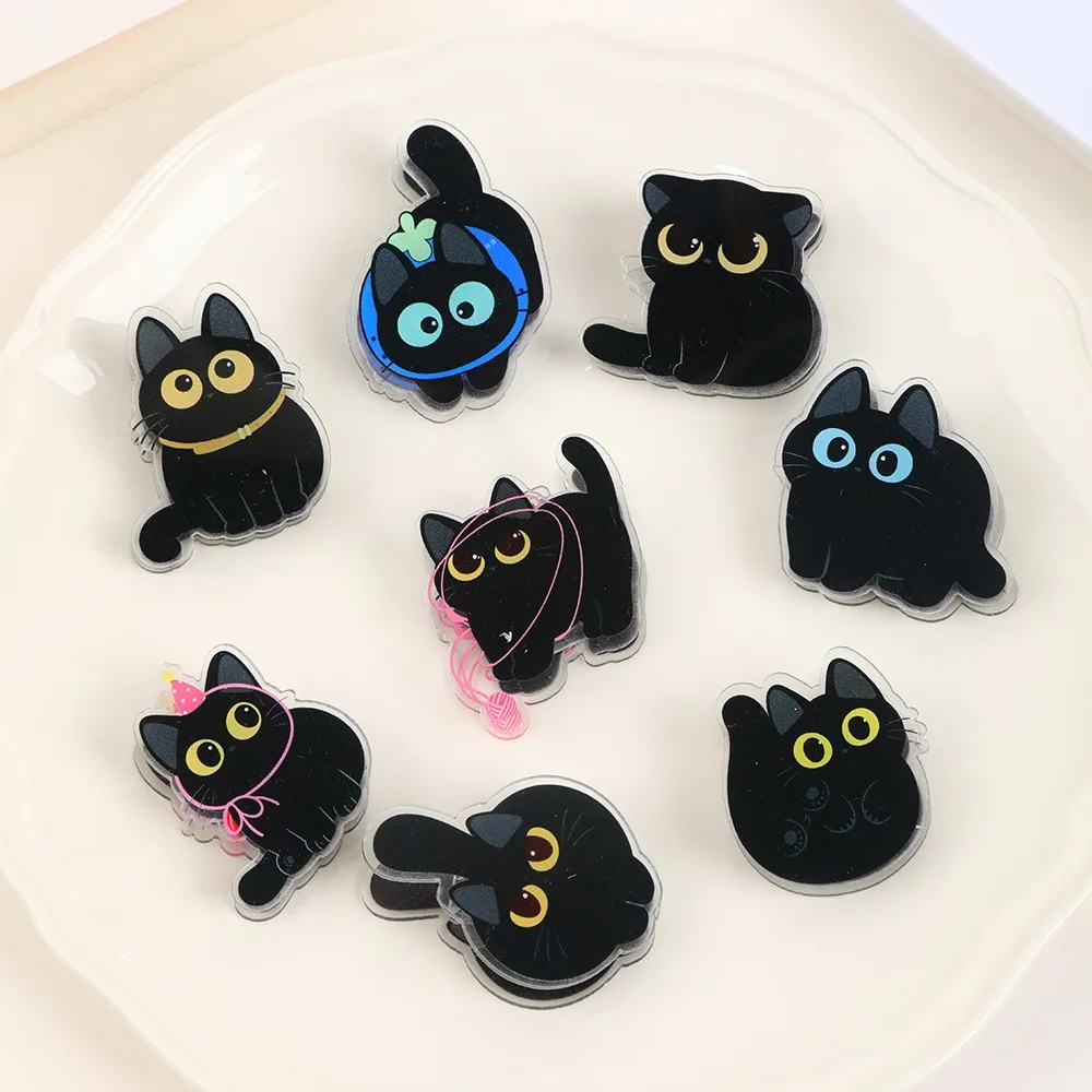 Kawaii Black Cat Fridge Magnet Clips,Cute Cartoon Cat Refrigerator Magnets for Whiteboard, Photo,Note Holder for Kitchen Office