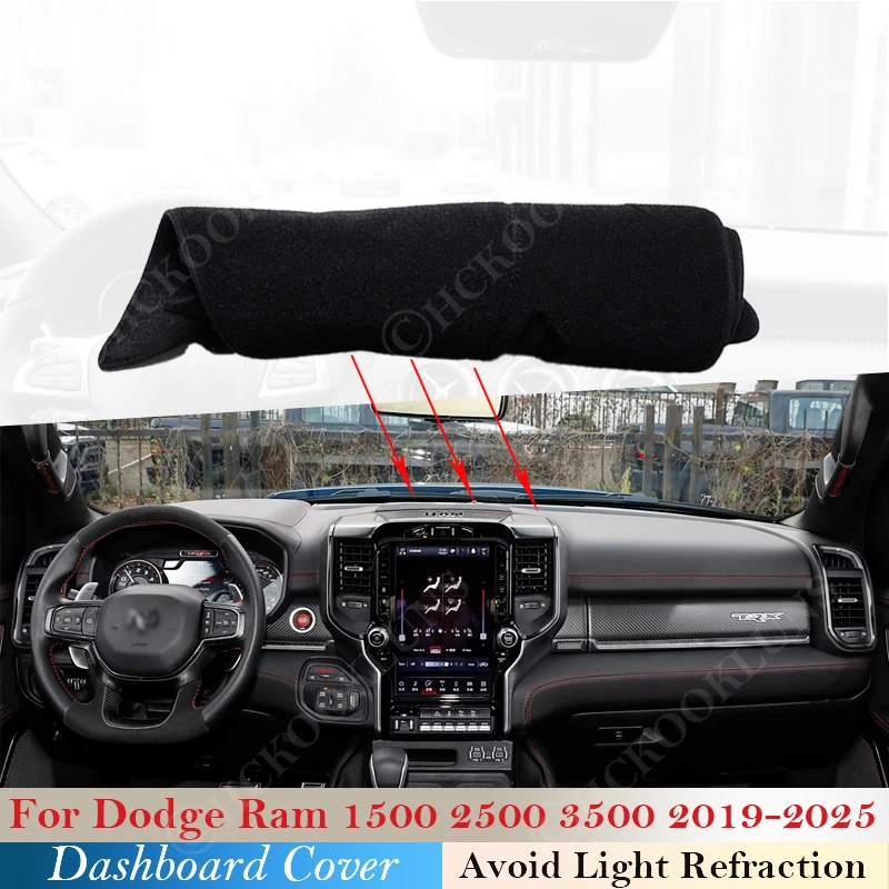 

New Dashboard Cover Pad For Dodge Ram 1500 2500 3500 2019 - 2025 Car Accessorie Anti-Slip Dash Mat Sunshade Dashmat Carpet Rug