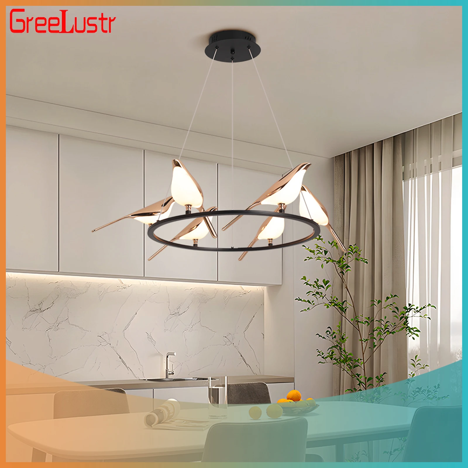 

Modern Led Lucky Birds Chandelier Creative Ceiling Lamp Interior Home Decor Pendant Light Corridor Dining Room Rotatable