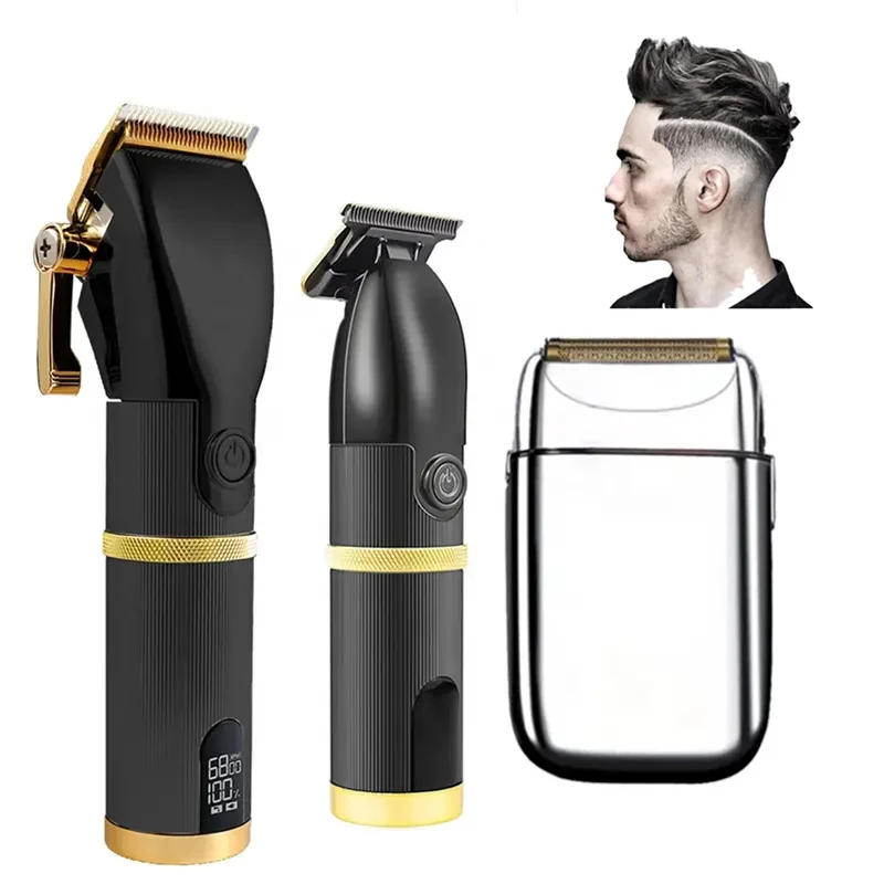 3 Pieces Rechargeable Hair Cut Machine Cordless Hair Shaver Trimmer Electric Professional Barber Hair Clippers Set
