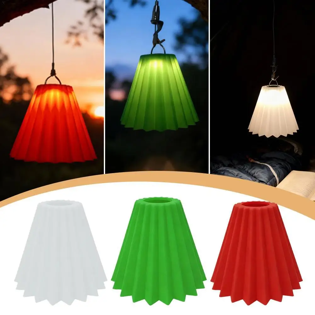 

Pleated Lampshade Outdoor Camping Lampshade Table Round Living Room Red Wrought Iron Atmosphere Washable Table Lamp Cover