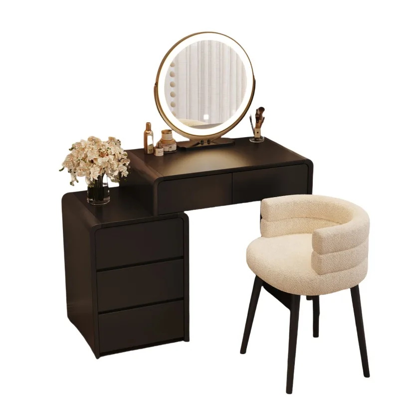 

Solid wood dresser modern simple 60cm small apartment bedroom medieval cream style makeup table storage cabinet integrated