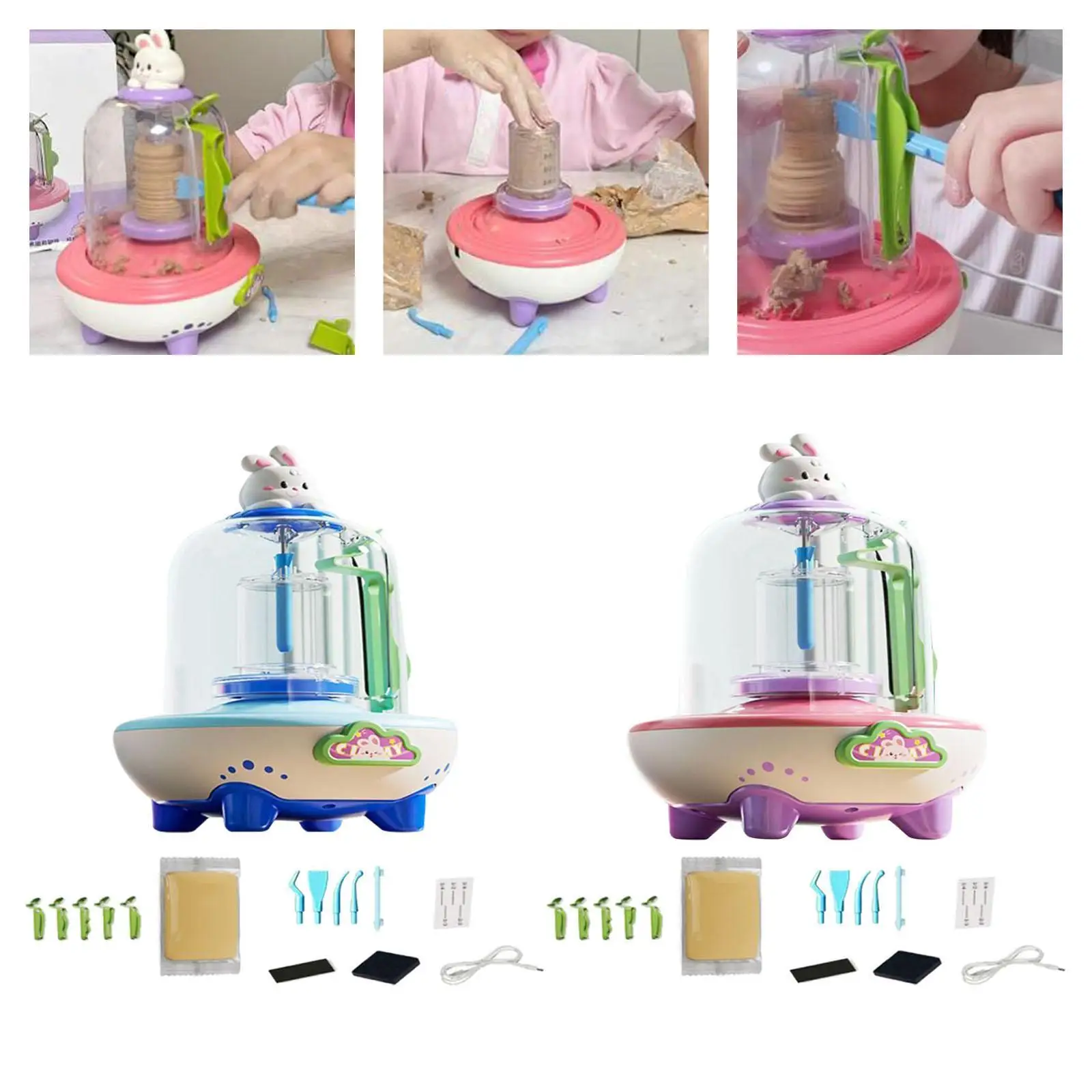 Kit completo de cerámica con rueda de cerámica eléctrica para niños, suministros para manualidades DIY