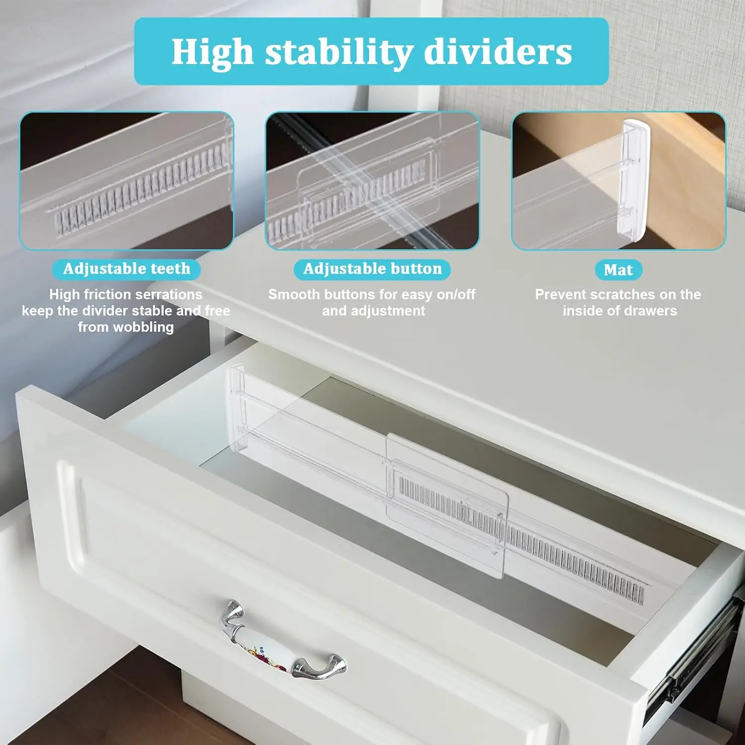 4/6/8/12 Pack Expandable Drawer Dividers, Drawer Dividers for Kitchen Utensils, Bedroom Clothes, Organization and Storage