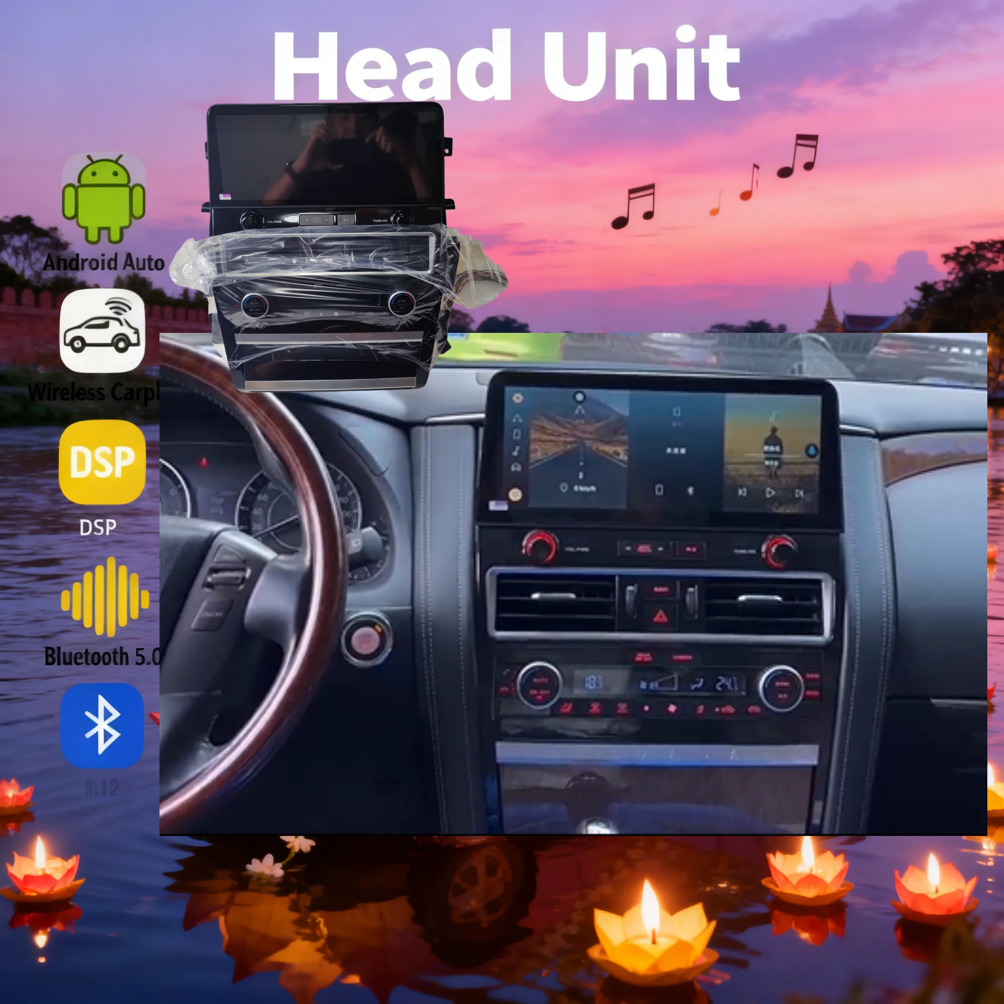 12.3” Screen For Nissan Armada Patrol Y62/Infiniti QX80 QX56 2010-2023 Android14 Car GPS Navig Auto Carplay Multimedia Video 4G