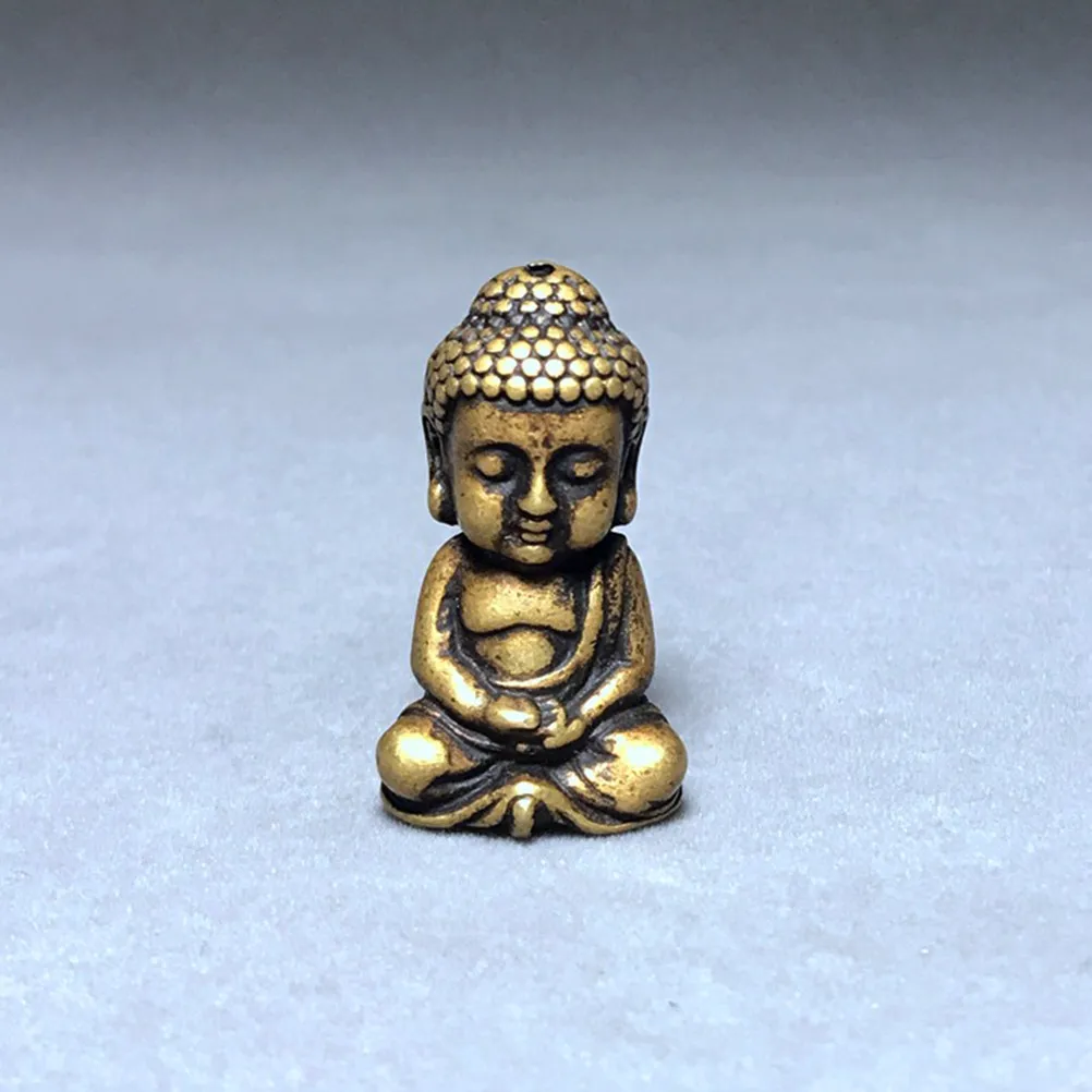 Vintage Brass Buddha Statue Retro Desktop Decoration Exquisite Craftsmanship Smooth Surface Non-Slip Flat Base Space-Saving Mini