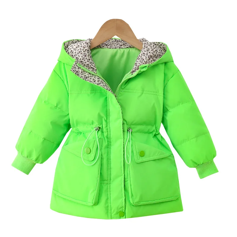 

2-7 Years Autumn Winter Girls Jacket Duck Down Warm Fashion Baby Girls Coat Hooded Zipper Outerwear Birthday Gift Kids Clothes