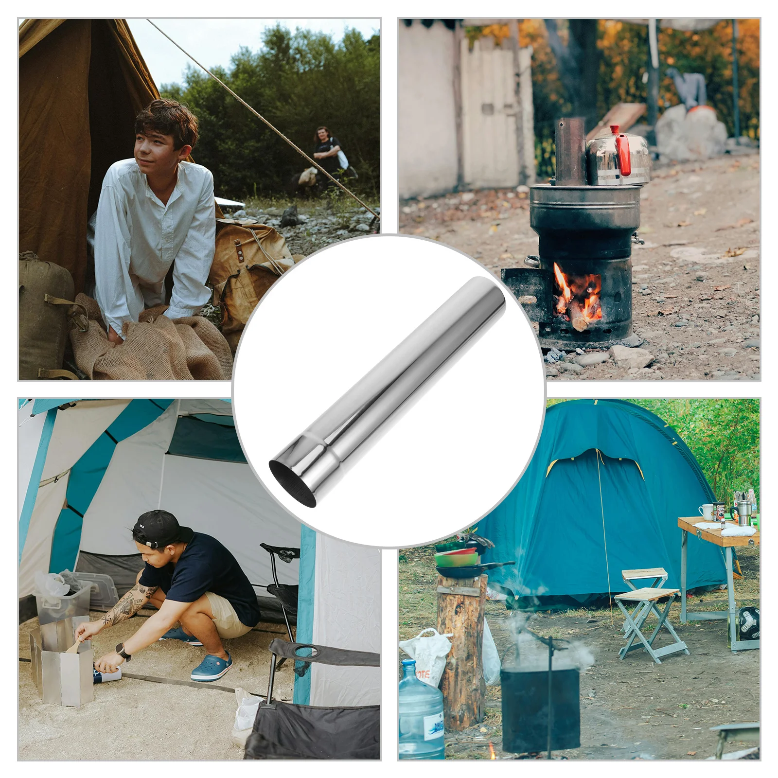 

Chimney Flue Pipe Stainless Steel Stove Vent for Camping Hot Tent Exhaust Duct Hose Fire Stove Removal Reliable