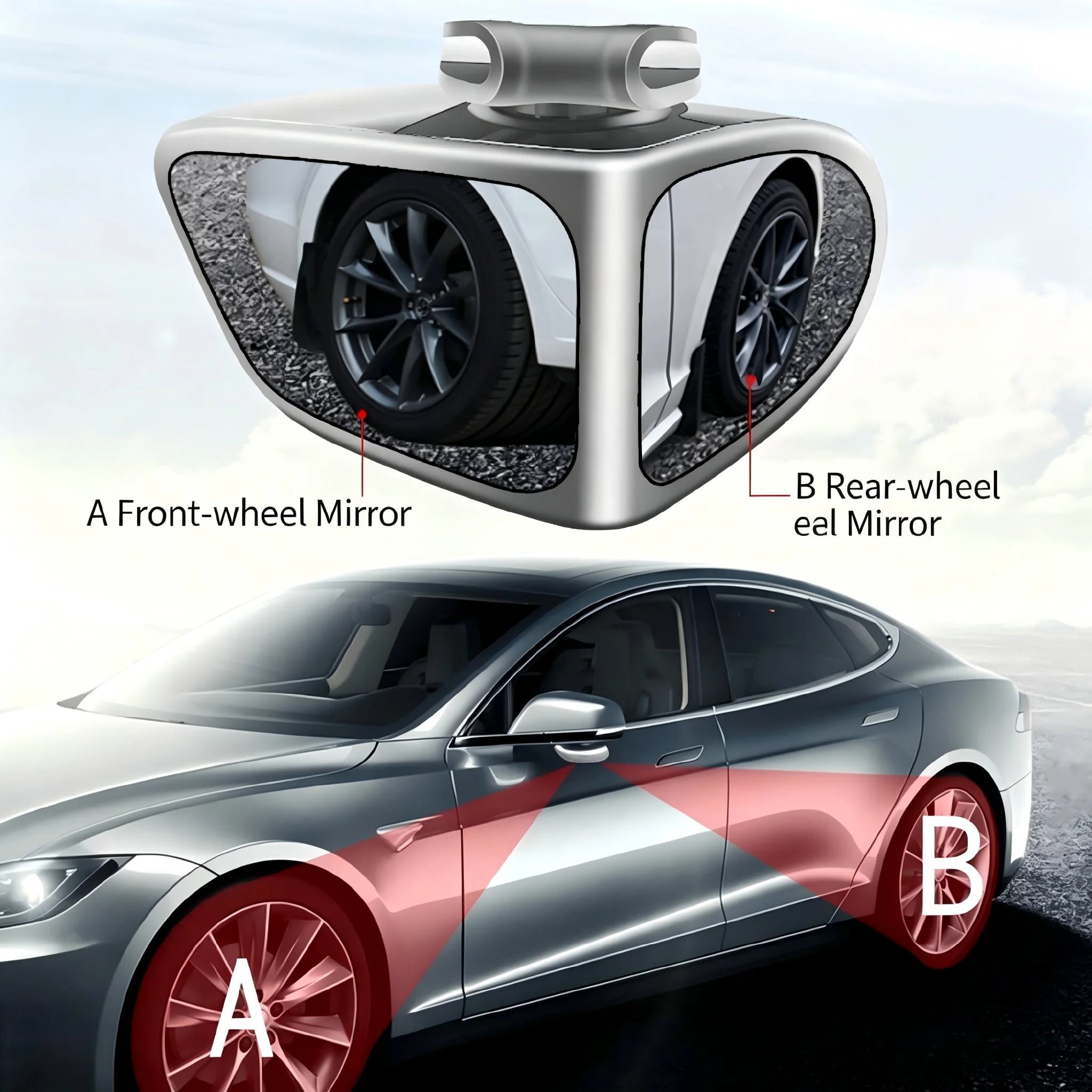 Car Blind Spot Mirror 360° Adjustable Dual Lens HD Glass Wide Angle Rearview Auxiliary Mirror for Car SUV Parking Safety