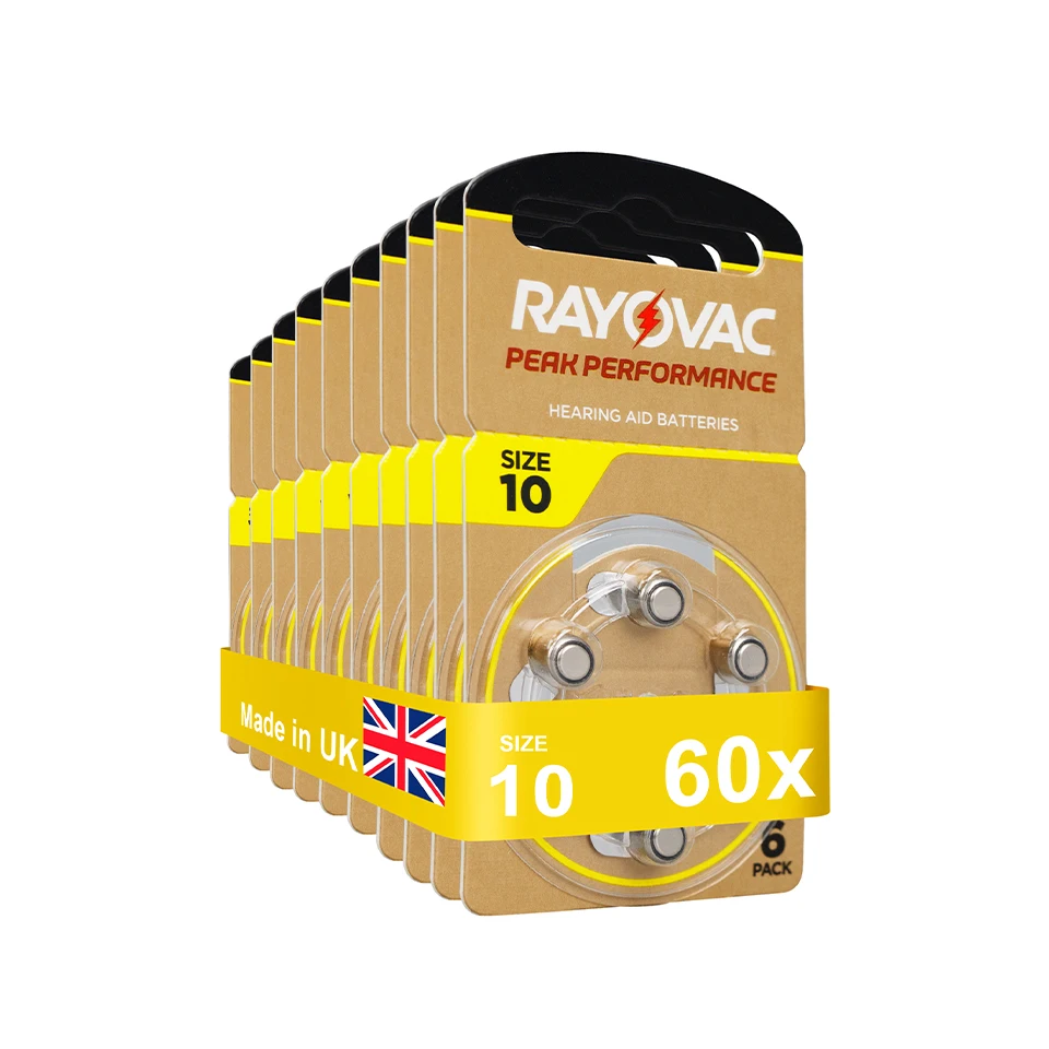 60 قطعة/صندوق Rayovac الذروة A10 الزنك بطارية الهواء 10A 10 PR70 A10 بطاريات السمع