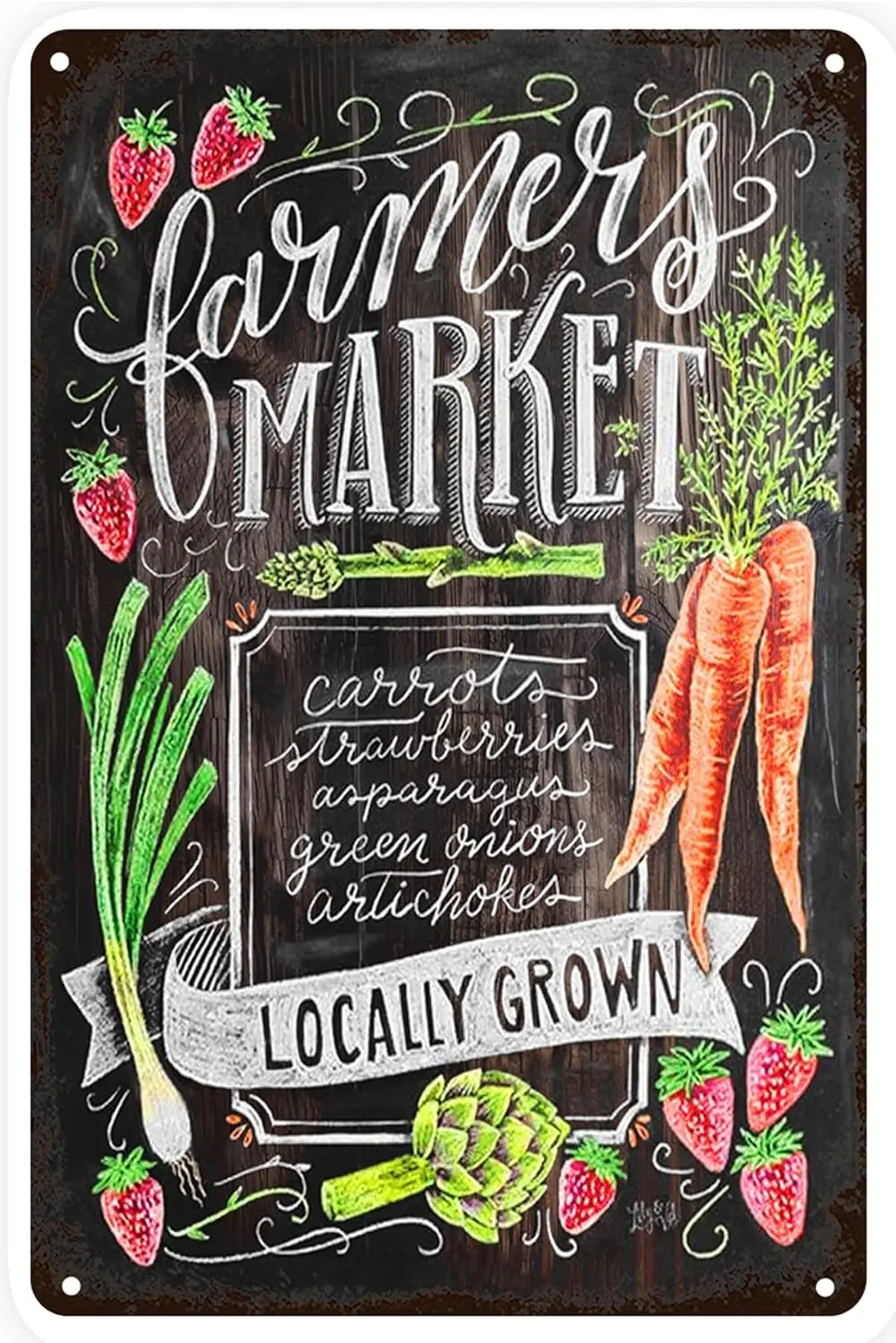1p,Farmers Market Retro Vintage Metal Tin Sign, Primitive Farmhouse Country Kitchen Farmhouse Sign, Pantry Signs Wall Decor  Inc