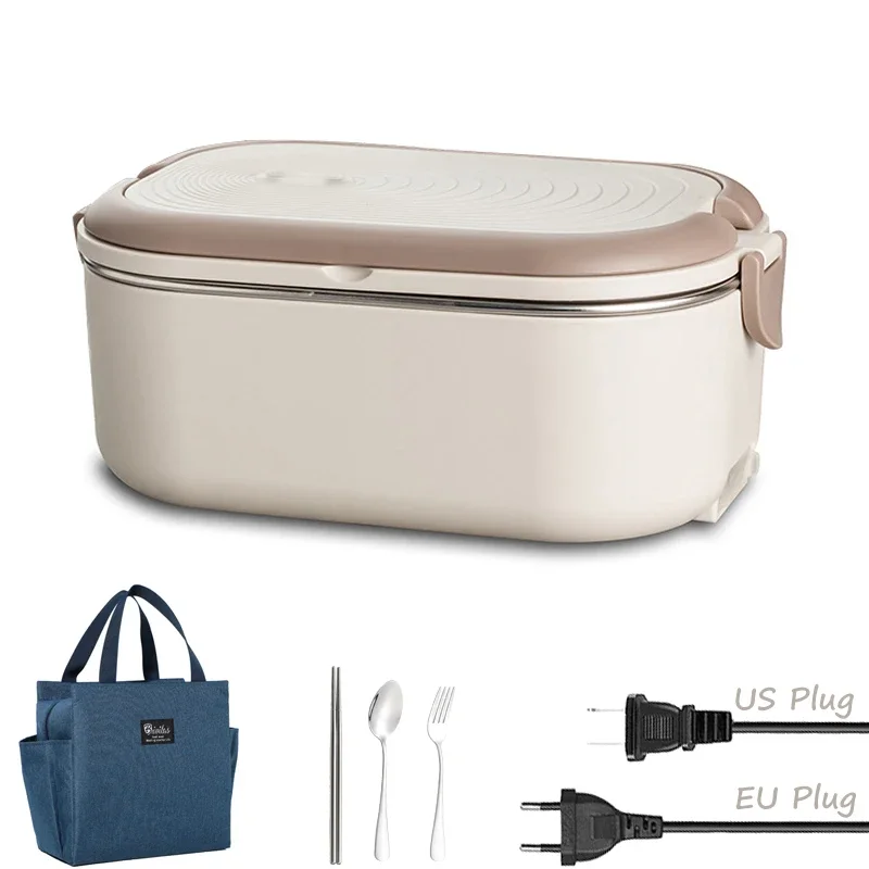 ЕС, США, вилка, электрический ланч-бокс с подогревом, подогреватель еды, 220 В, 110 В, 1 л, подогреватель еды для путешествий на открытом воздухе, контейнер из нержавеющей стали, набор