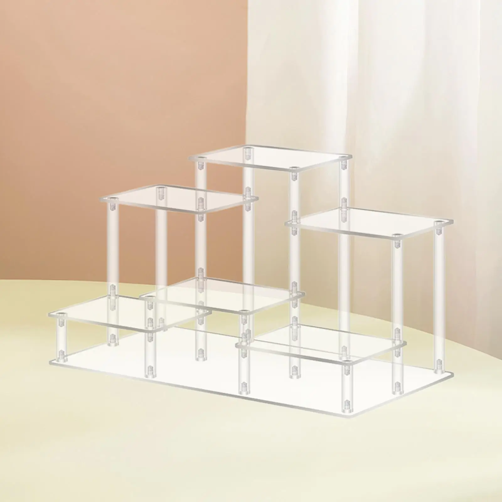 Acrylic Desktop Display Riser for Figurine Collectible Showcase Stand Storage Organizer Elevated Multi Tier Shelf