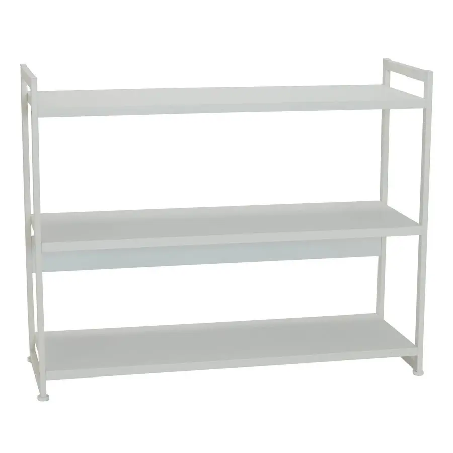 

Essentials Jamestown Wide 3 Shelf Open Storage Bookshelf Scandinavian White and White Metal