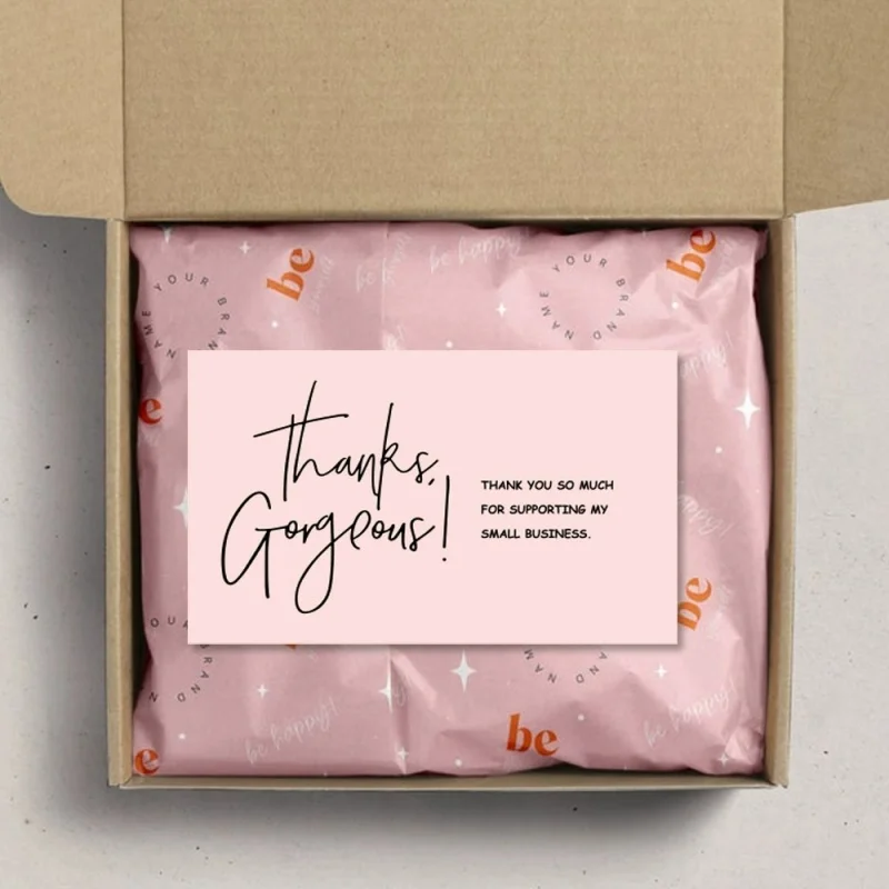 30Pcs Pink Thank-You Cards Commercial Retail Customer Gift Packaging Cards Blank Notes On The Back Greeting Cards