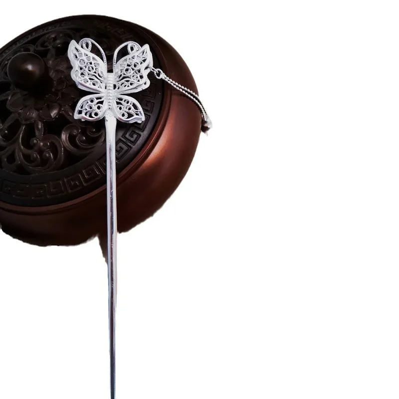 

Disc hair silver hairpin, sterling silver 999 hairpin, ancient hair accessories and rituals, step-by-step Hanfu women's ball