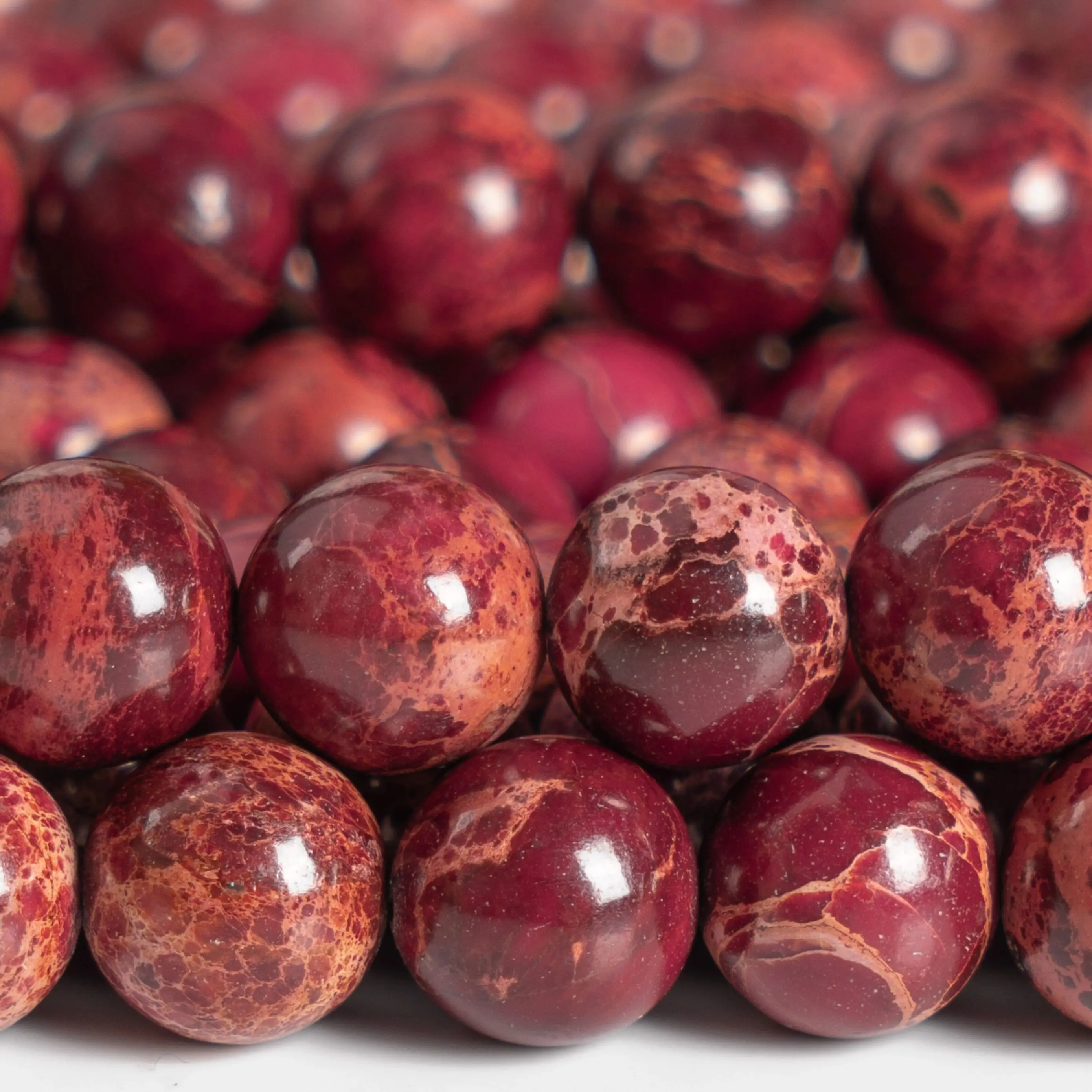 

Natural stone Scarlet Red SeaSediment Imperial Jasper Grade AAALooseBeads RoundShape Size Options4/6/8/10/12mmfor Jewelry Making
