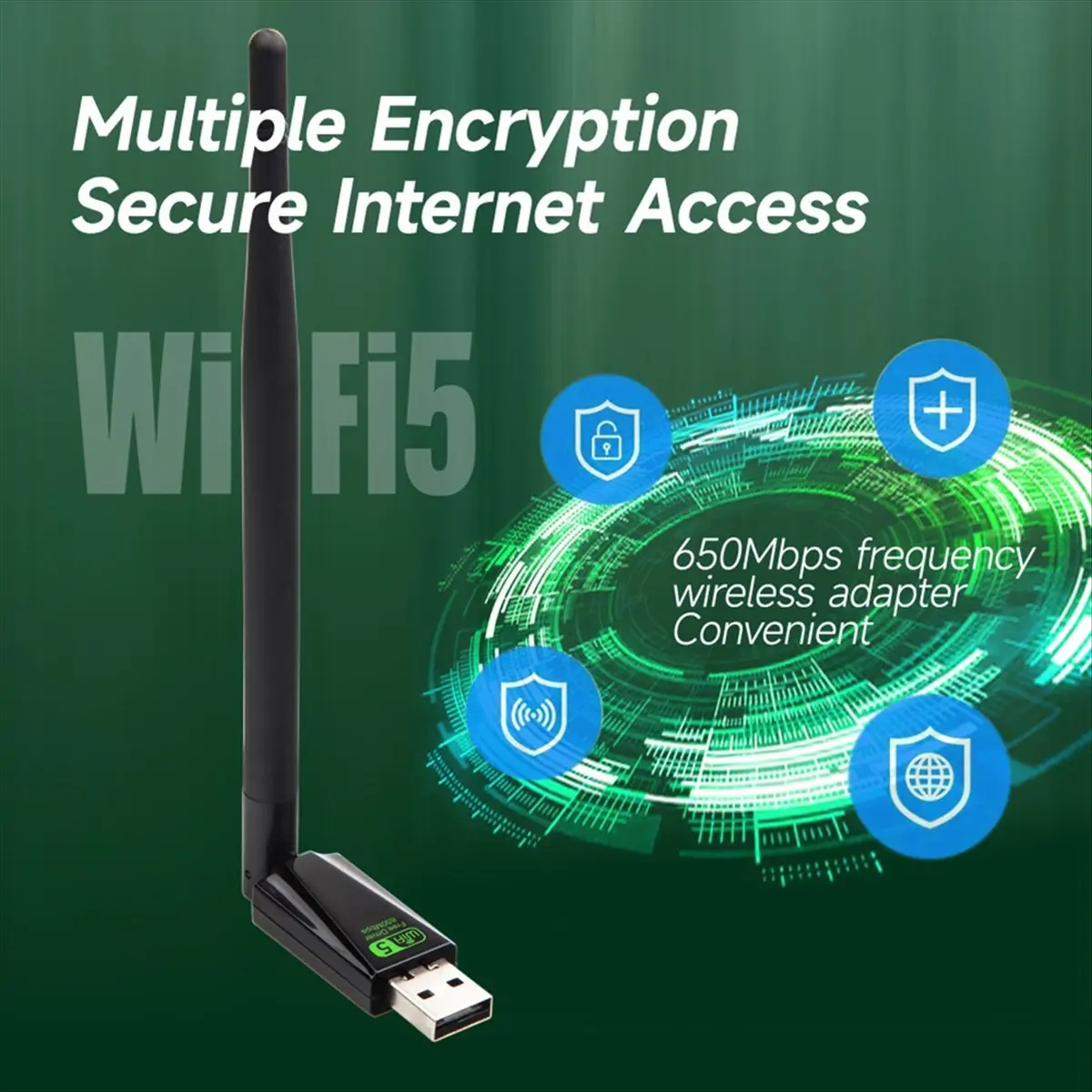 WiFi 5 WiFi Network Card 650M Dual Band 2.4G 5G Antennas Network Receiver USB Adapter Driver Free for 7/8/10/11