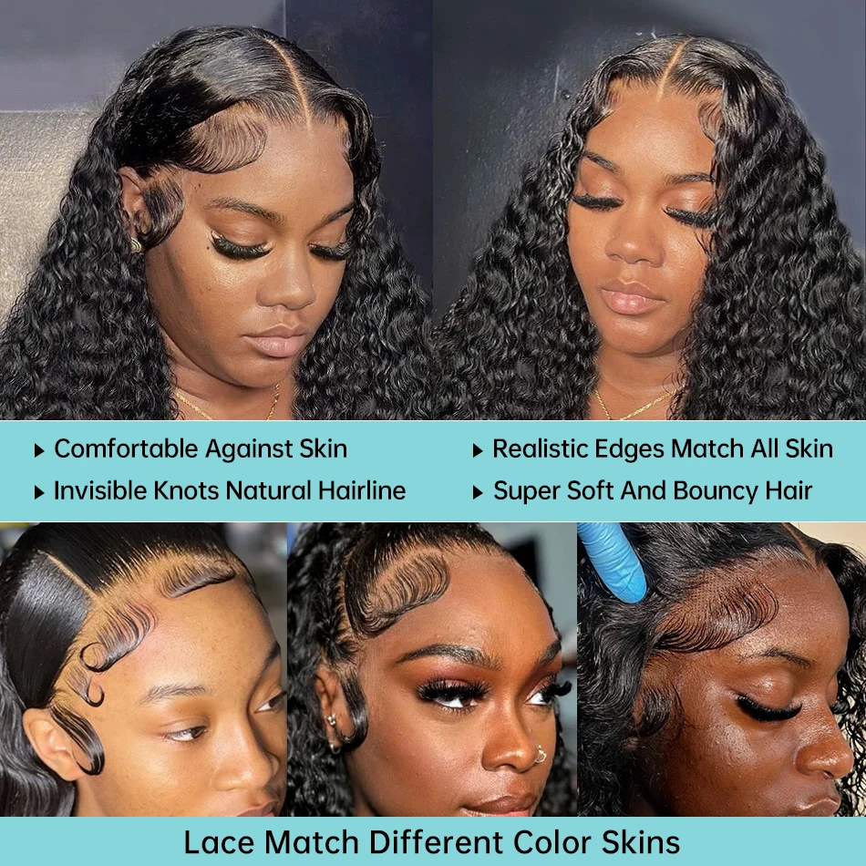 250% Loose Deep Wave 13x4 Transparent Lace Front Human Hair 30 38 Inches Curly Brazilian Remy 13x6 Lace Frontal Wig