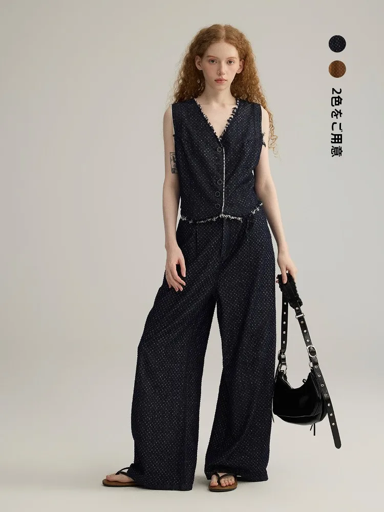 

Ms Traveler V-Ne Tassel Design Women's Vest Summer 2025 Cool Long Pants Faion Set Cotton Button-Up Casual Wear