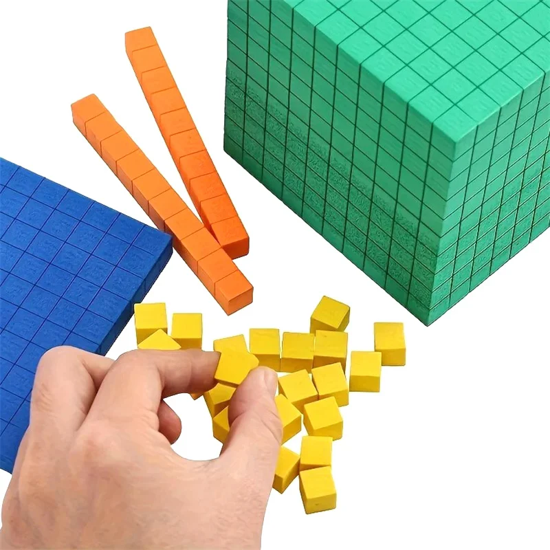 Ten Blocks Complete Set Kids Math Plaything Math Blocks Plastic Base Ten Set Cube Kids Math Plaything Counting Cubes Set