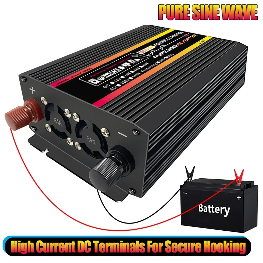 10000W Pure Sine Wave Power Inverter  DC12/24V to AC110/220V Voltage Transformer Car Home Converter Off Grid Power Inverter