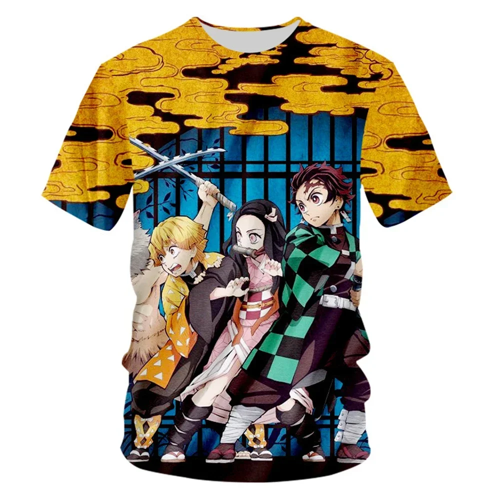 

Animated Demon Killer 3D Printed T-shirt, Children's Clothing, Children's Short-sleeved Cartoon Top, Baby Boy Clothing