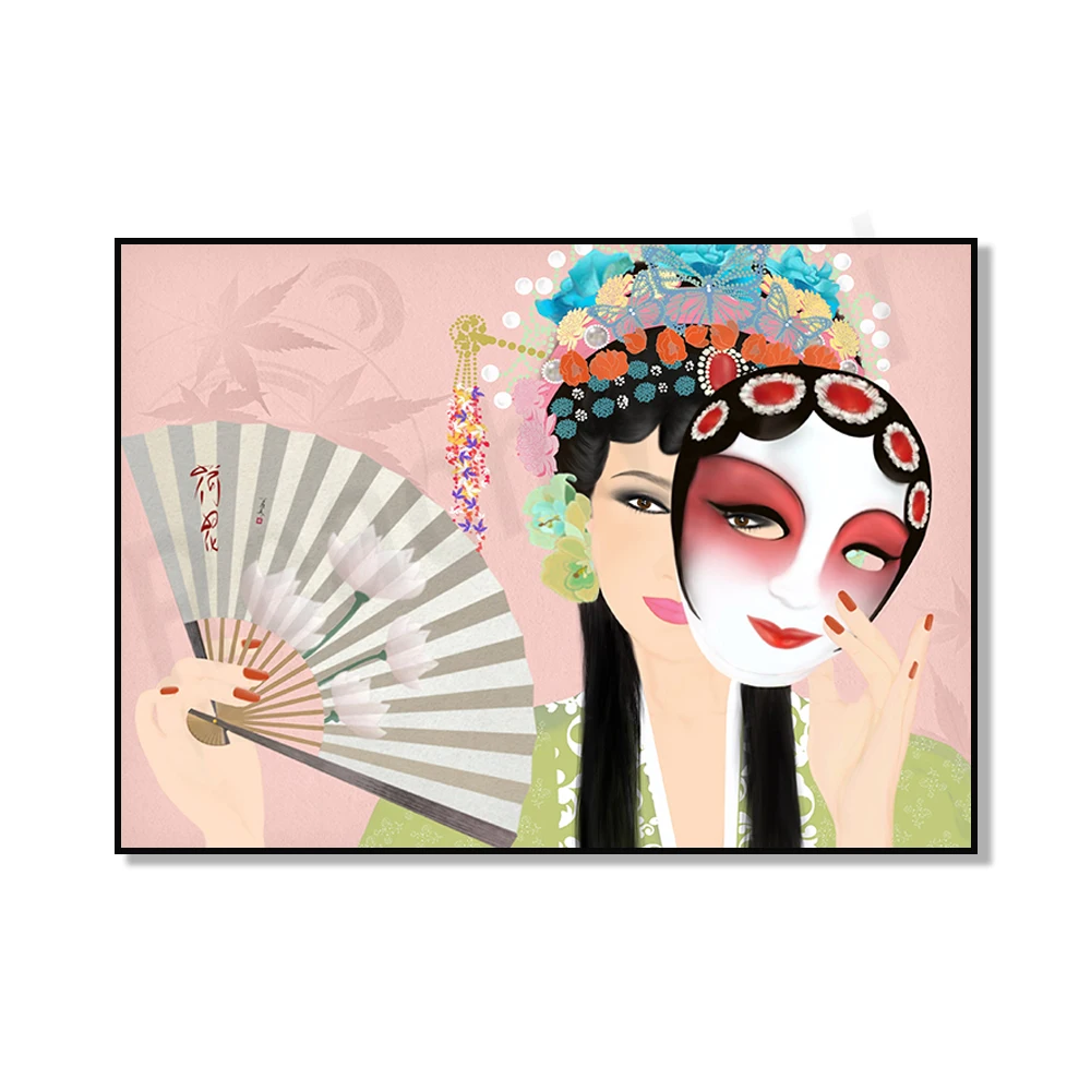 Peking Opera Prints, Female Portraits, Peking Opera Actors Art, Oriental Wall Art Prints Canvas Painting Prints, Home Decor