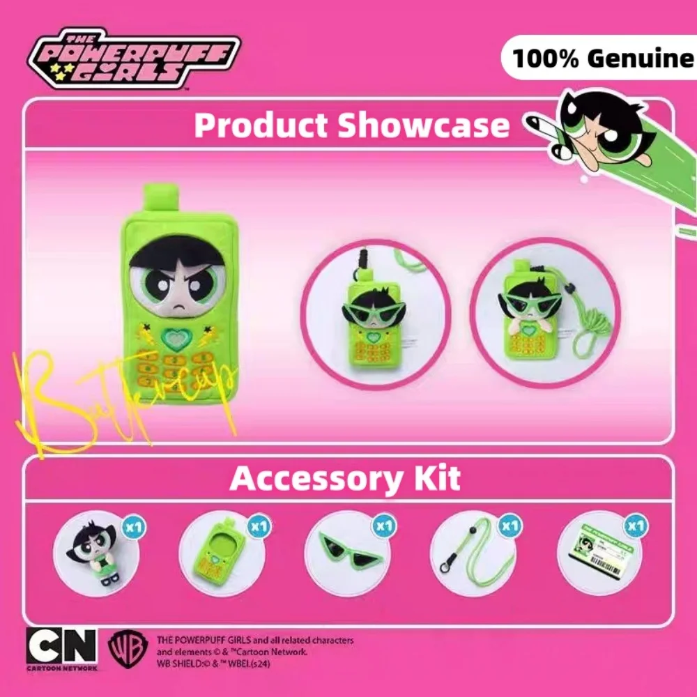 Genuine The Powerpuff Girls Mobile-Shaped Plush Dolls Blossom Bubbles Buttercup Cartoon Backpack Ornamental Girl Plushies Gifts