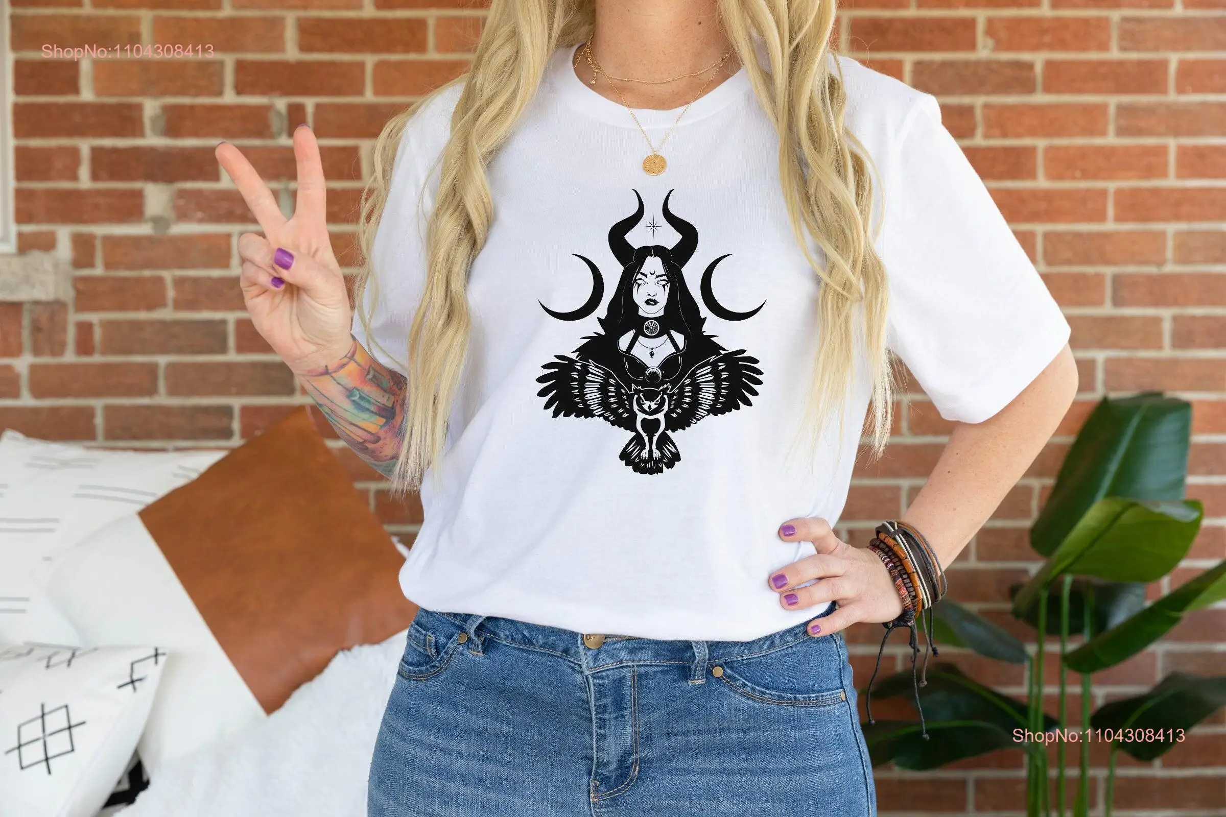 HECATE Goddess T shirt Owl Horn Crests Costume Queen Scary Mythology Greek Outfit long or short sleeves