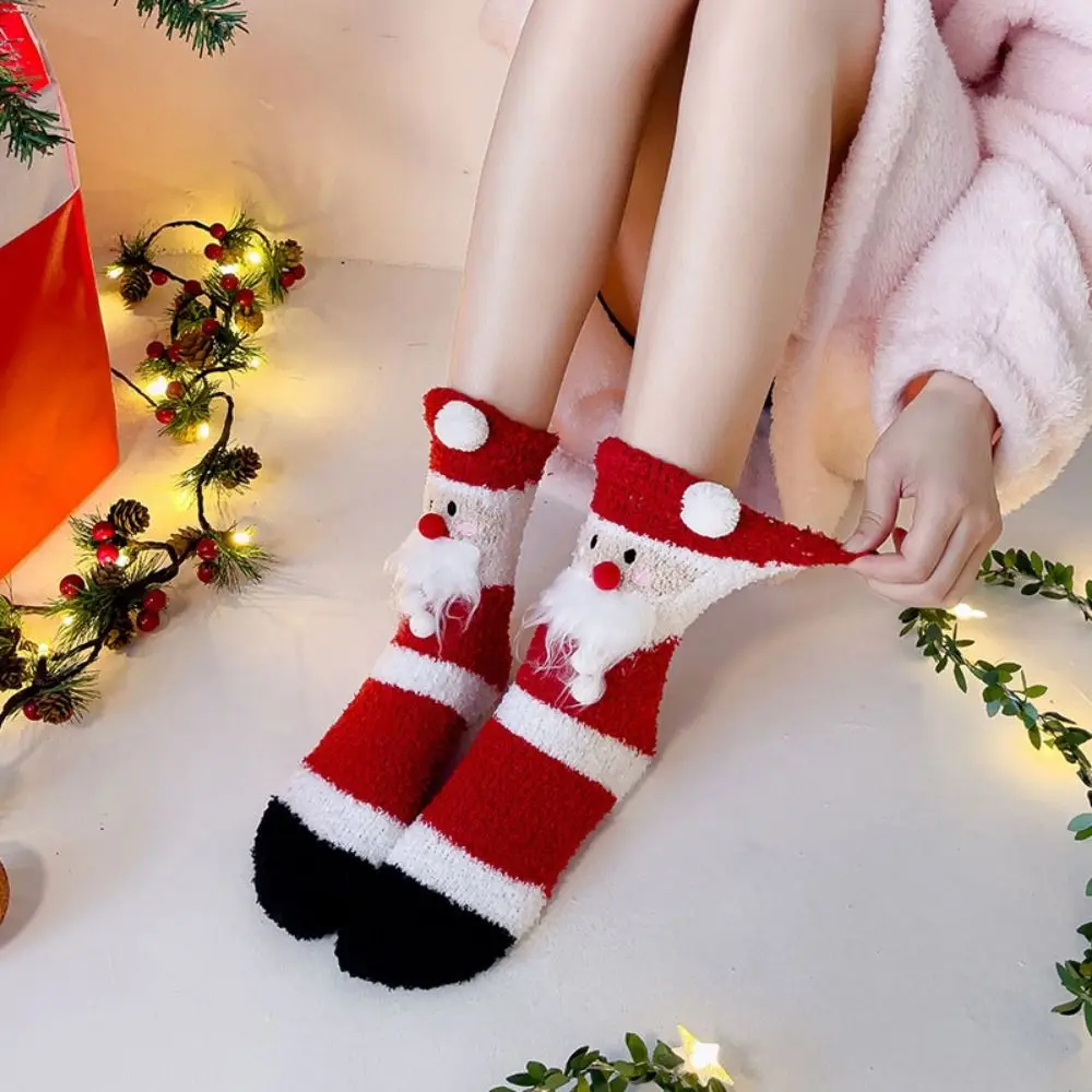 

Creative Santa Claus Coral Velvet Socks Comfortable Thickened Christmas Socks Soft Snowman Elk Middle Tube Socks Home