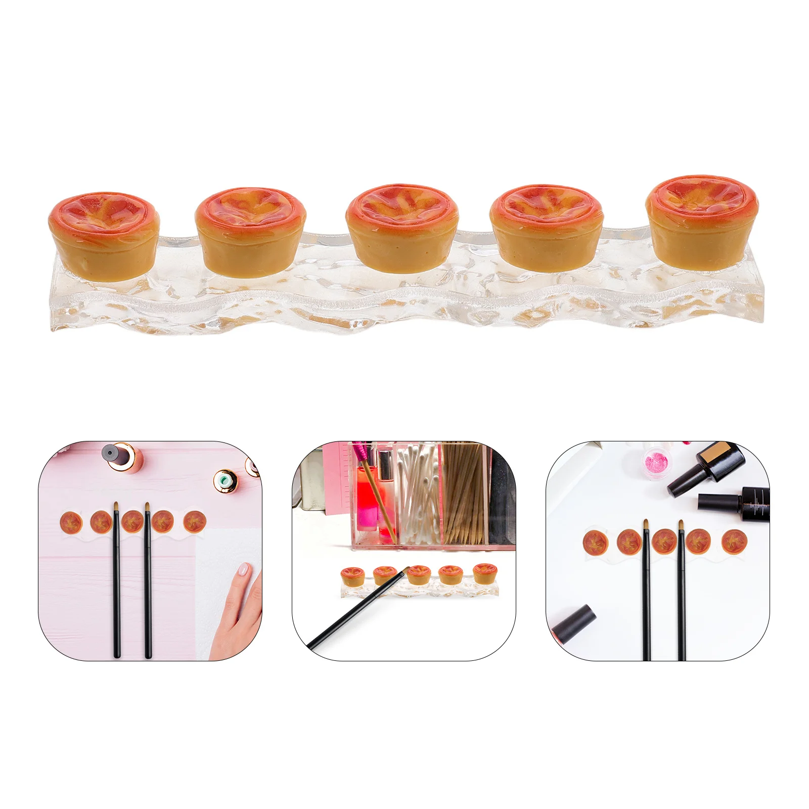 

Egg Tart Nail Art Pen Holder Acrylic Cute Cartoon Brush Stand For Manicure Drawing Pens Storage Organizer Desk Makeup Tool