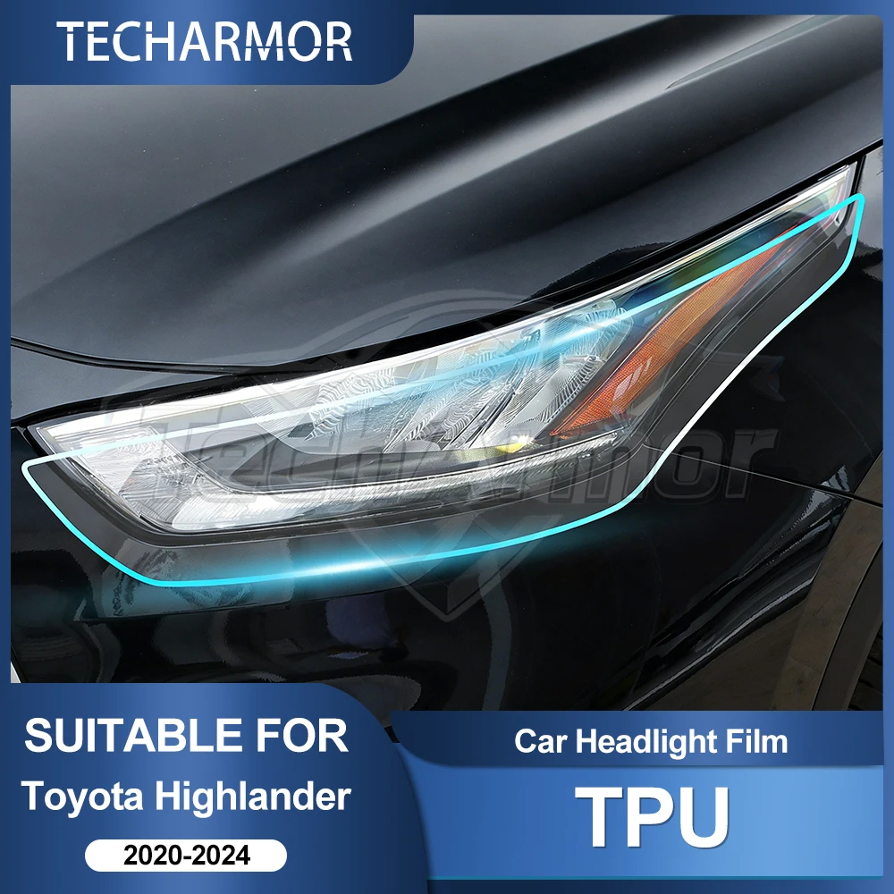 TPU Car Headlight Protective Film For Toyota Highlander 2020 2021-2024 Transport & Smoke Anti-Scratch Auto External Accessories