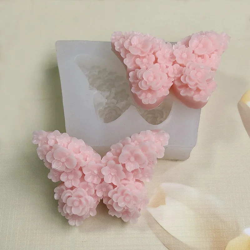 Rose Butterfly Chocolate Flip Sugar Baking Cake Decoration Silicone Butterfly Aromatherapy Gypsum Candle Silicone Mold