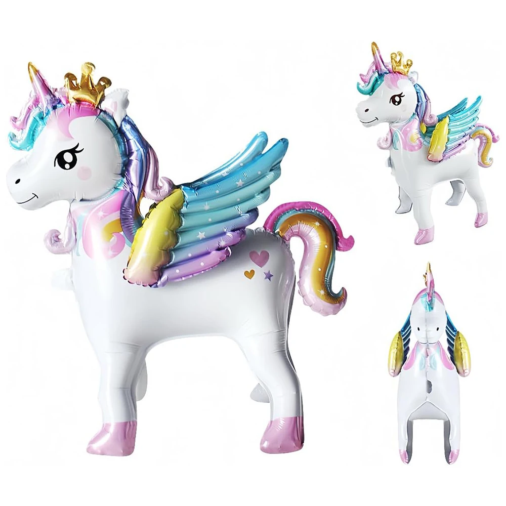 4d selbst stehende Einhorn folien ballons für Kinder Mädchen Regenbogen Einhorn Geburtstags feier Dekorationen liefert Baby party Spielzeug Geschenke – Detail 5